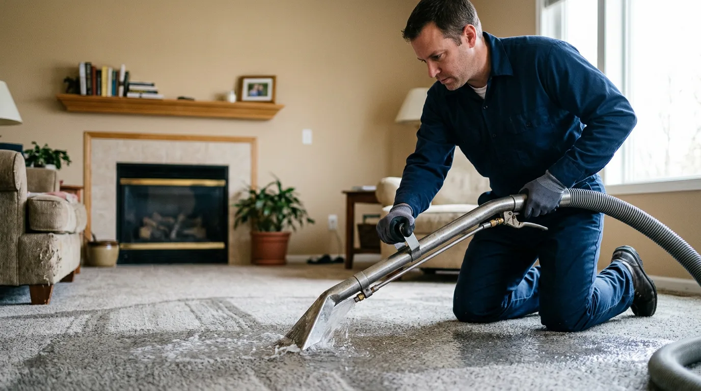 Water damage restoration technician working near Monterey, IN